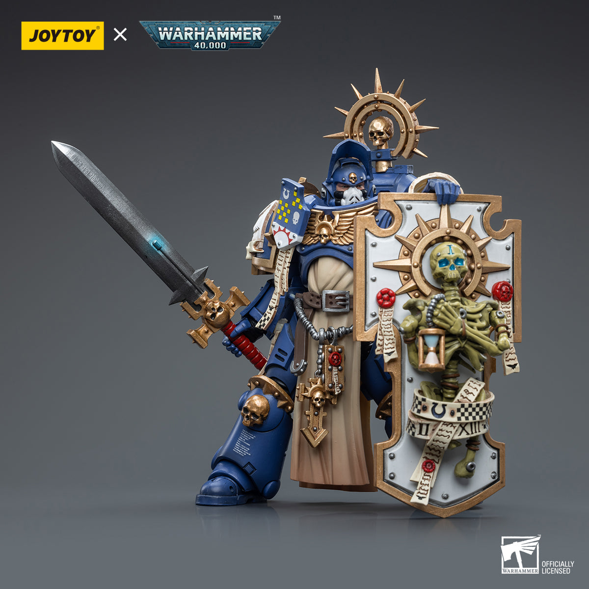 [IN STOCK]JOYTOY Warhammer 40K Action Figure 1/18 Ultramarines Primaris Captain with Relic Shield and Power Sword