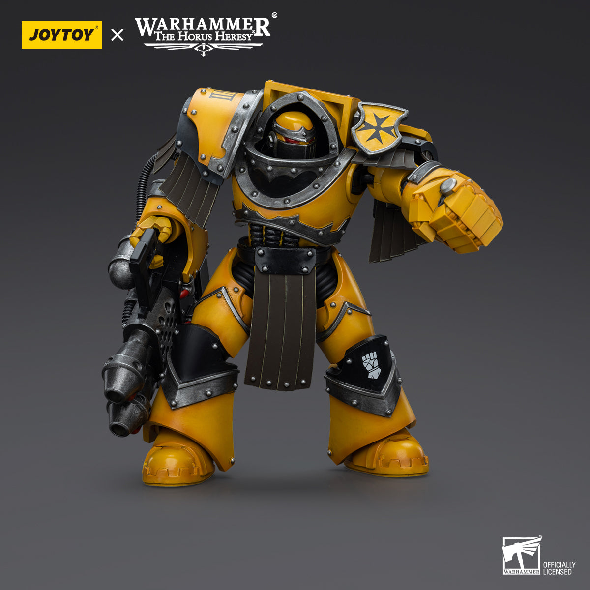 JOYTOY Action Figure 1/18 Imperial Fists Legion Cataphractii Terminator Squad Legion Cataphractii with Heavy Flamer Model Birthday Gifts 
