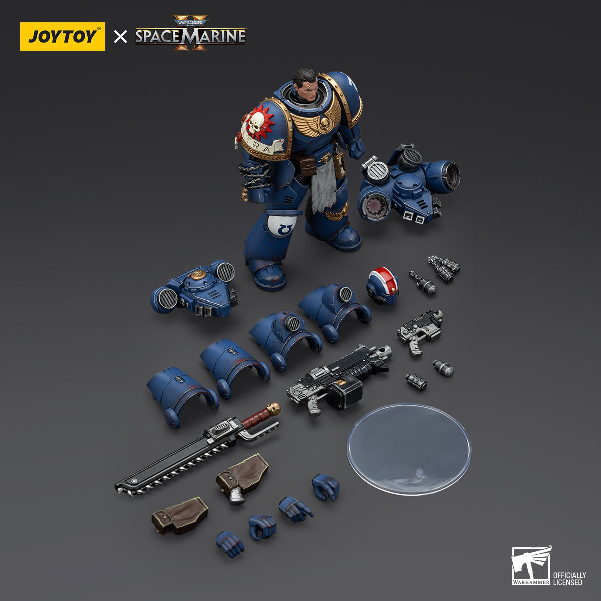 JOYTOY  Warhammer  40k  1/18  Action Figure Blood Angels Captain with Heavy Bolt Pistol & Power Sword & Ultramarines Lieutenant Titus-Collectors Edition
