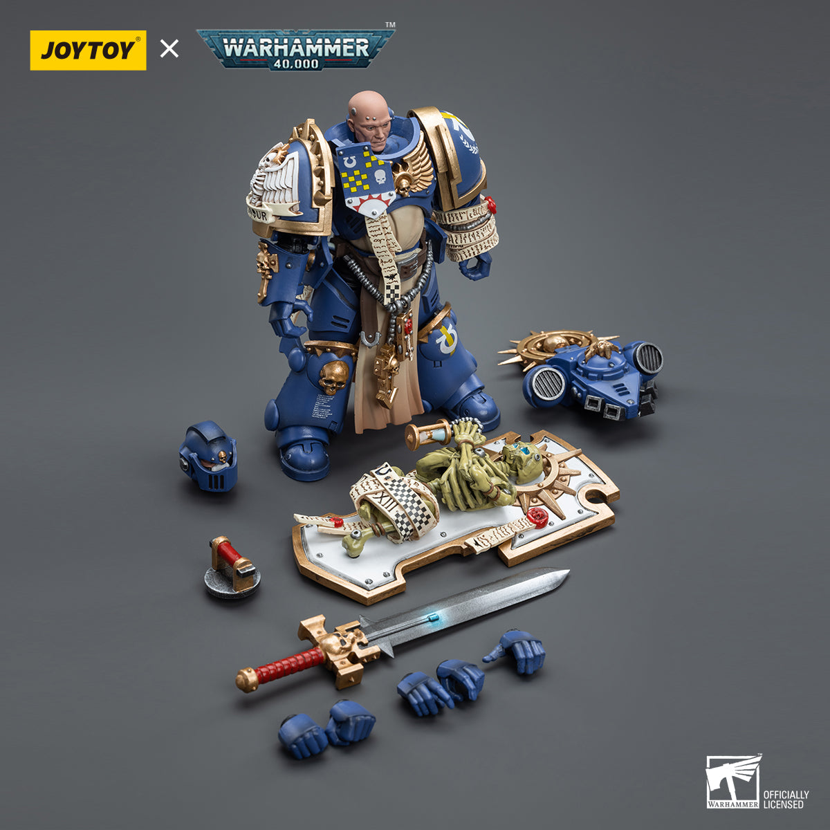 [IN STOCK]JOYTOY Warhammer 40K Action Figure 1/18 Ultramarines Primaris Captain with Relic Shield and Power Sword