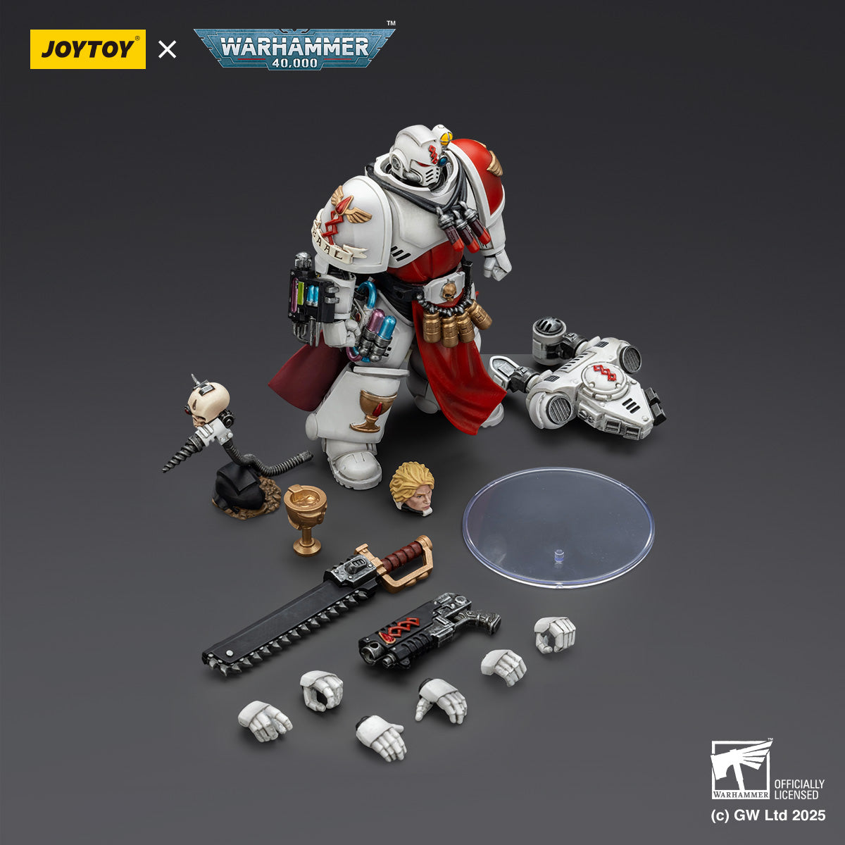 JOYTOY  Warhammer  40k  1/18  Action Figure Blood Angels Sanguinary Priest with Heavy bolt pistol, chainsword and narthecium & Ultramarines Sternguard Veteran with Auto Bolt Rifle