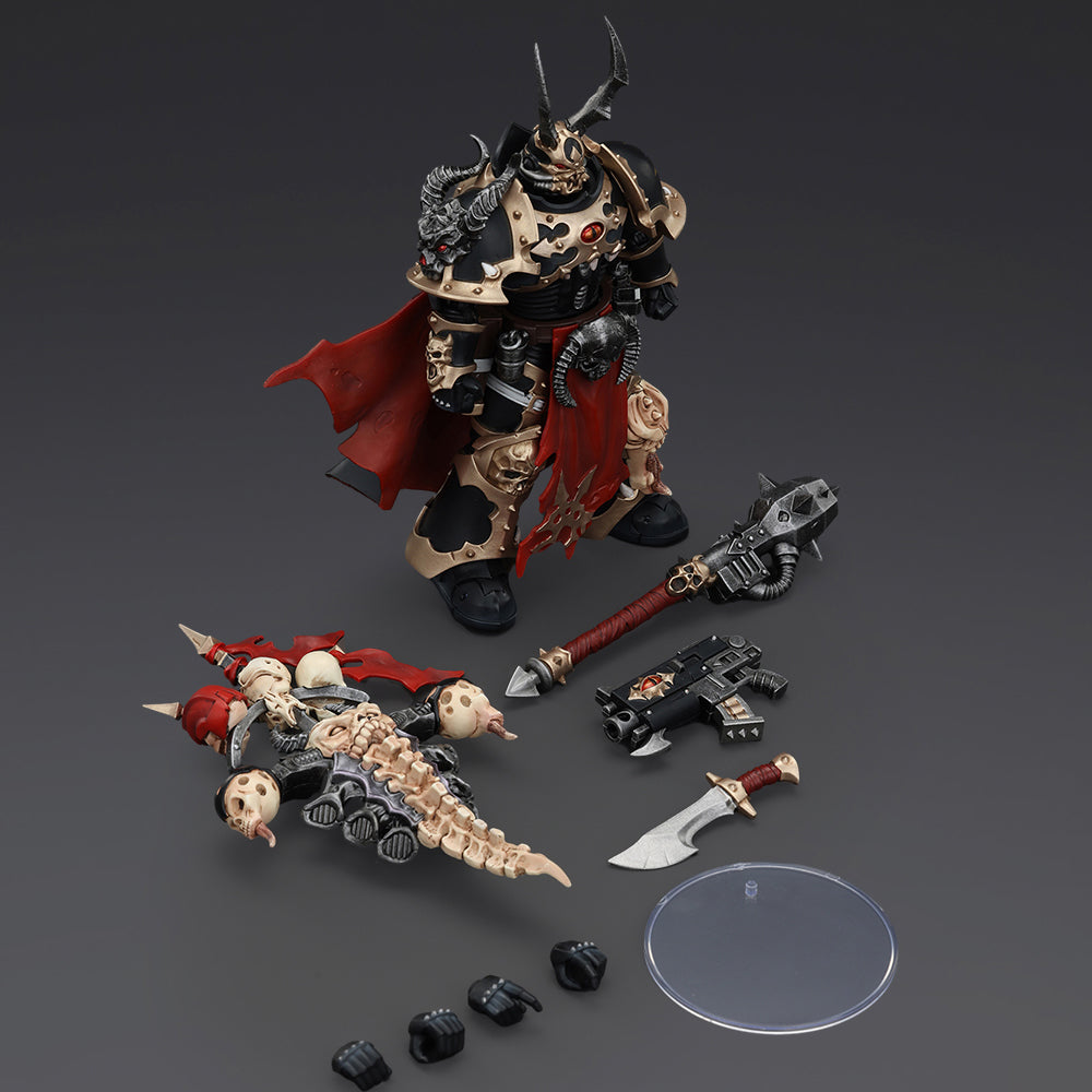 JOYTOY-Warhammer 40,000-1:18-Action Figure-Chaos Space Marines Black Legion Chosen Champion with Bolter and Power Maul-Collection Model Birthday Gifts