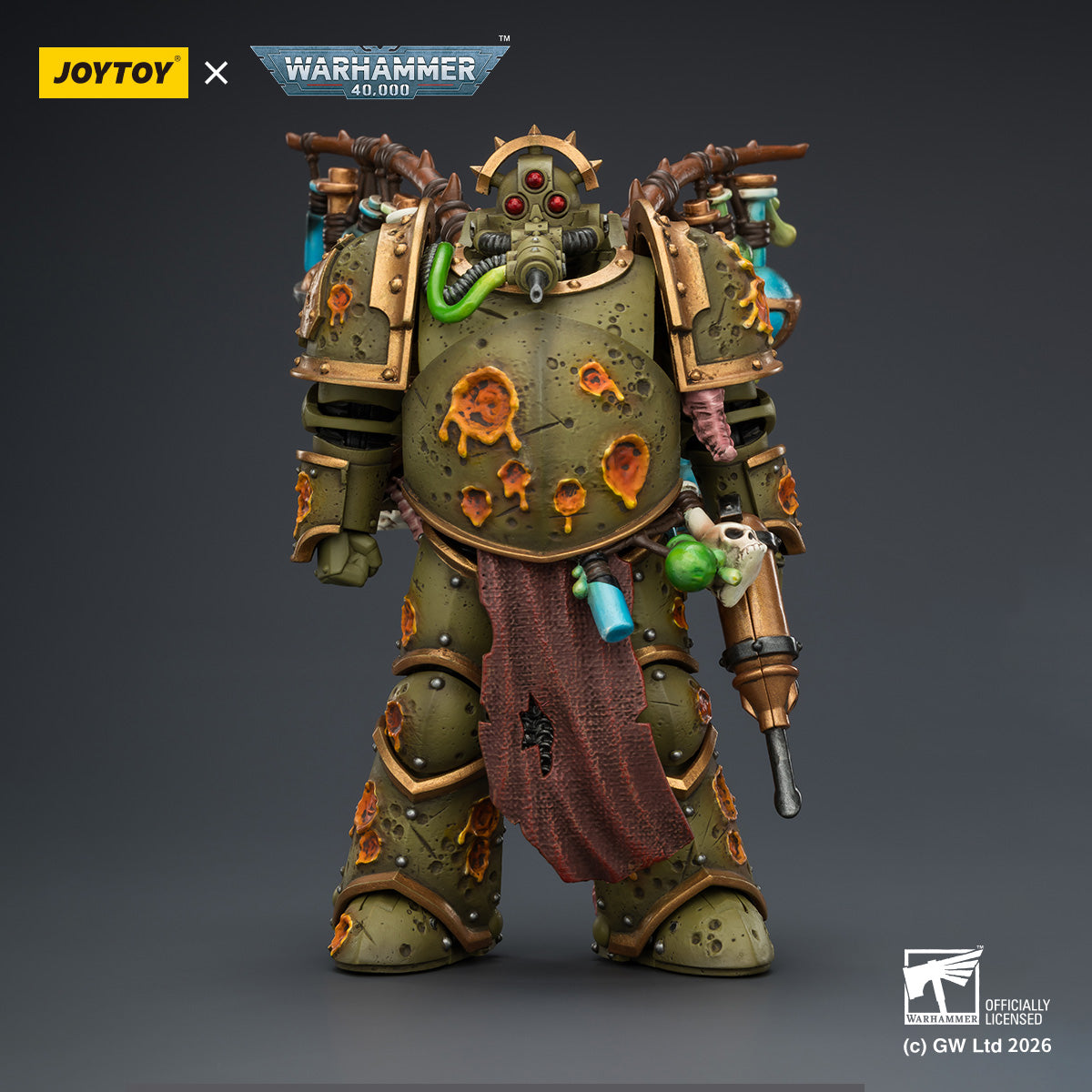JOYTOY Warhammer 40k Death Guard Biologus Putrifier with Injector Pistol and Hyper Blight Grenades Collection Model Birthday Gifts