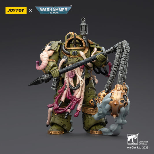 JOYTOY Warhammer 40k Action Figure 1/18 Death Guard Blightlord Terminator 2 with Flail of Corruption Assault Anime Military Model Toys