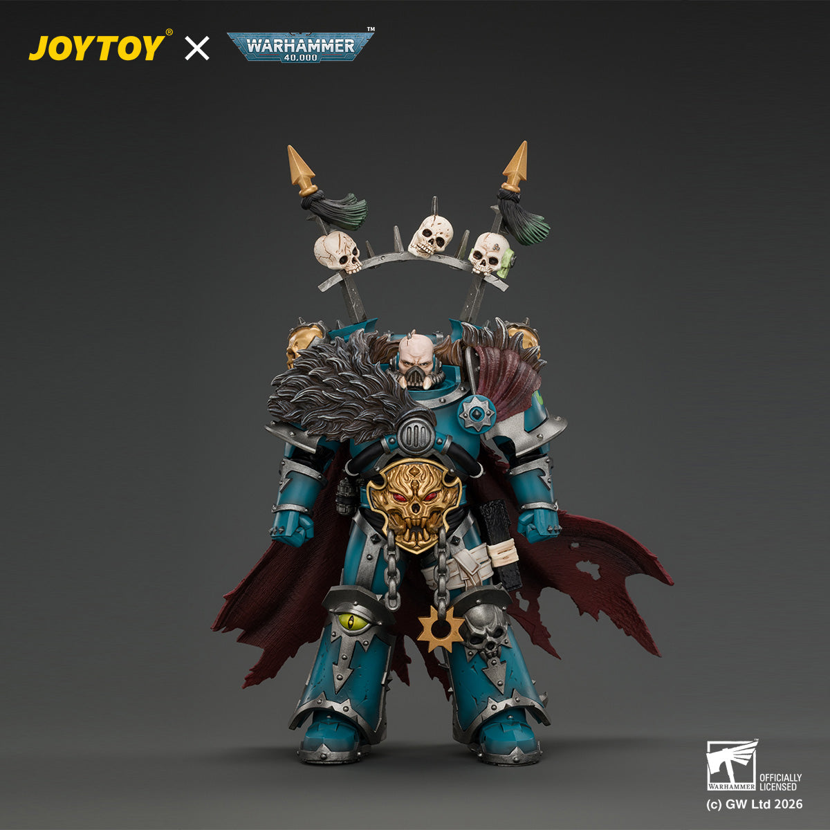 JOYTOY 1/18 Warhammer 40K Action Figure Alpha Legion Chaos Lord with Plasma Pistol and Accursed Weapon