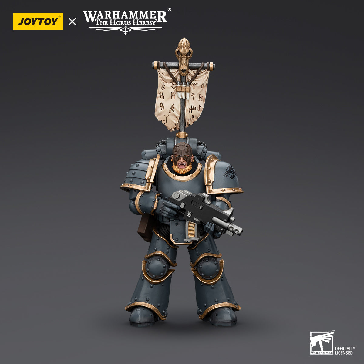 JOYTOY Action Figure 1/18 Space Wolves Grey Slayer Pack Grey Slayer With Legion Vexilla Model Birthday Gifts