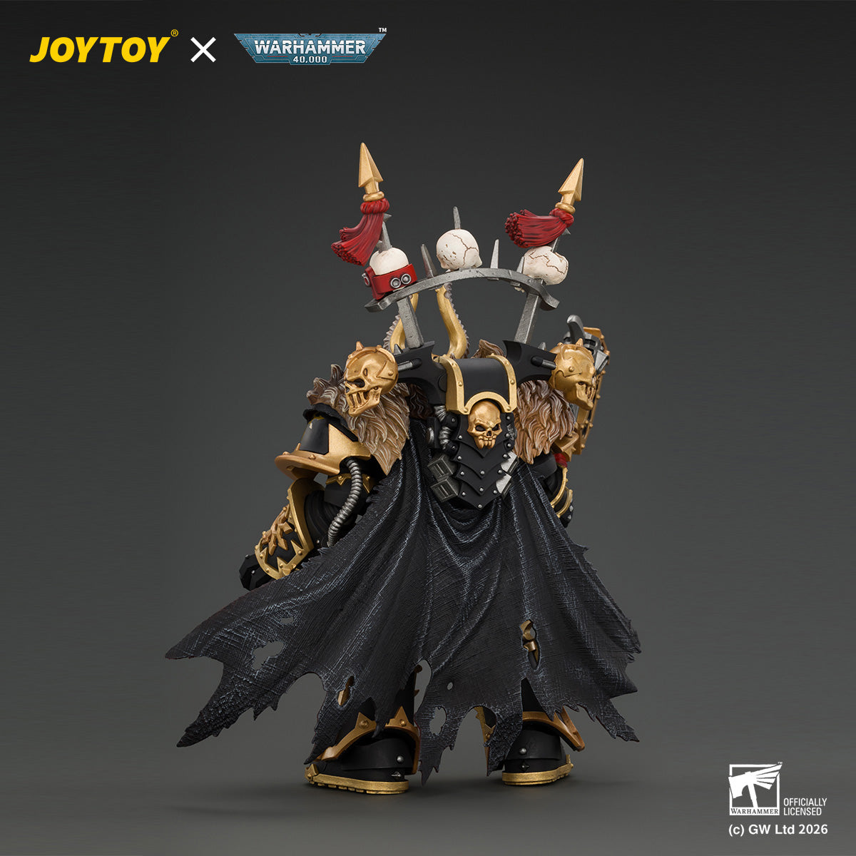 JOYTOY Warhammer 40K Action Figure  Black Legion Chaos Lord with Power Fist, Plasma Pistol and Astartes Chainblade