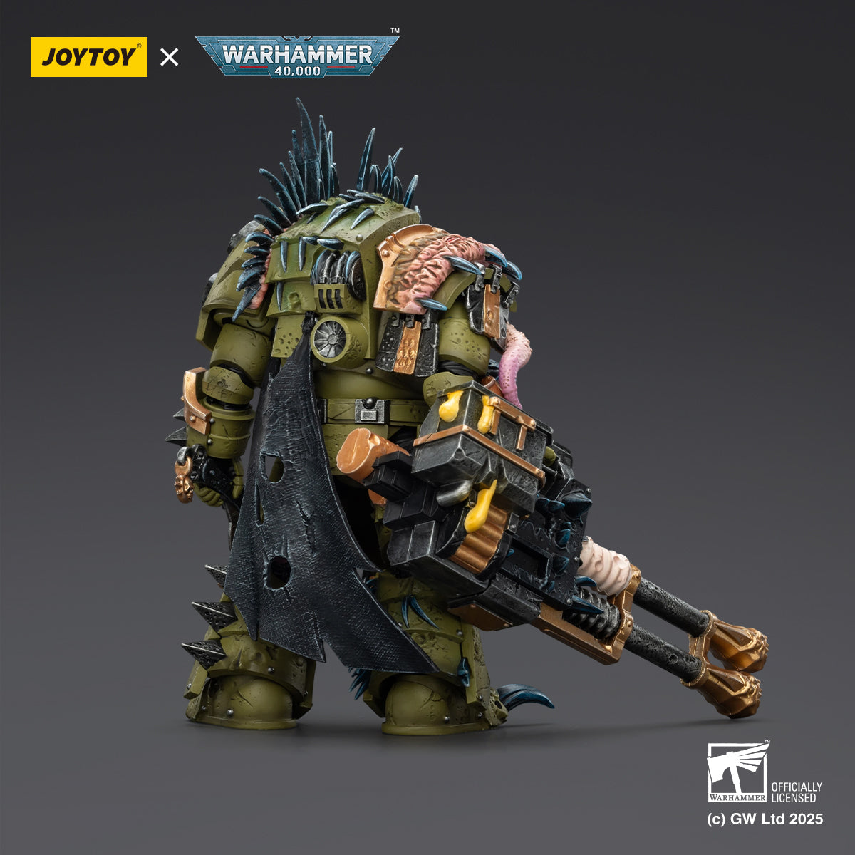JOYTOY  Warhammer 40k  Action Figure 1/18  Death Guard Blightlord Terminator 1 with Reaper Autocannon and Bubotic Blades Assault Anime Military Model Toys