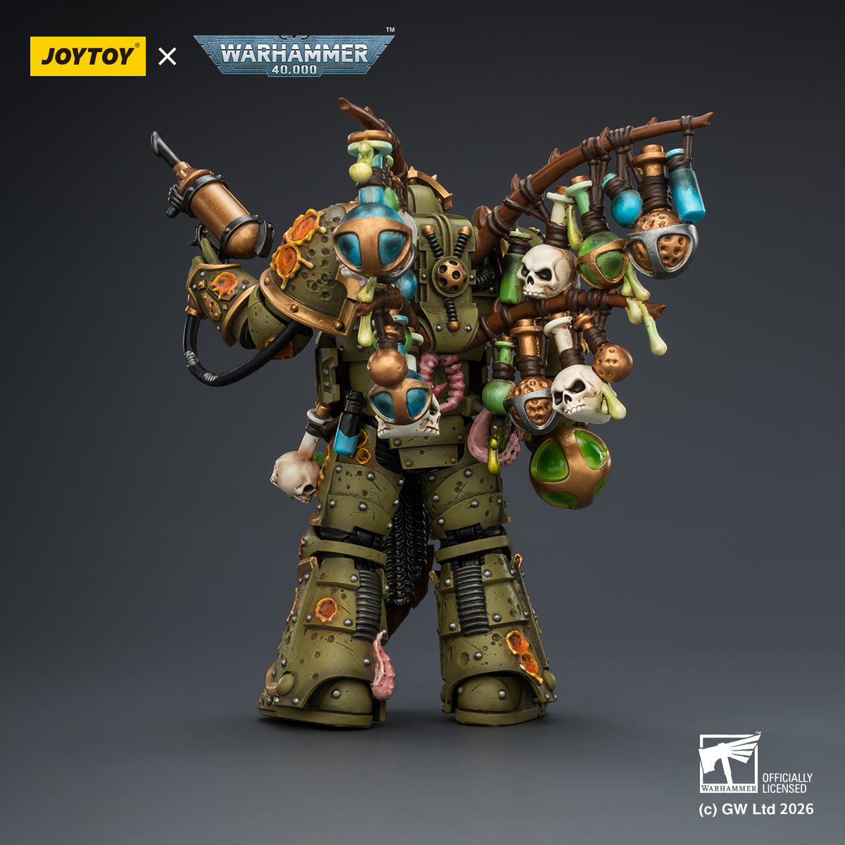 JOYTOY Warhammer 40k Death Guard Biologus Putrifier with Injector Pistol and Hyper Blight Grenades Collection Model Birthday Gifts
