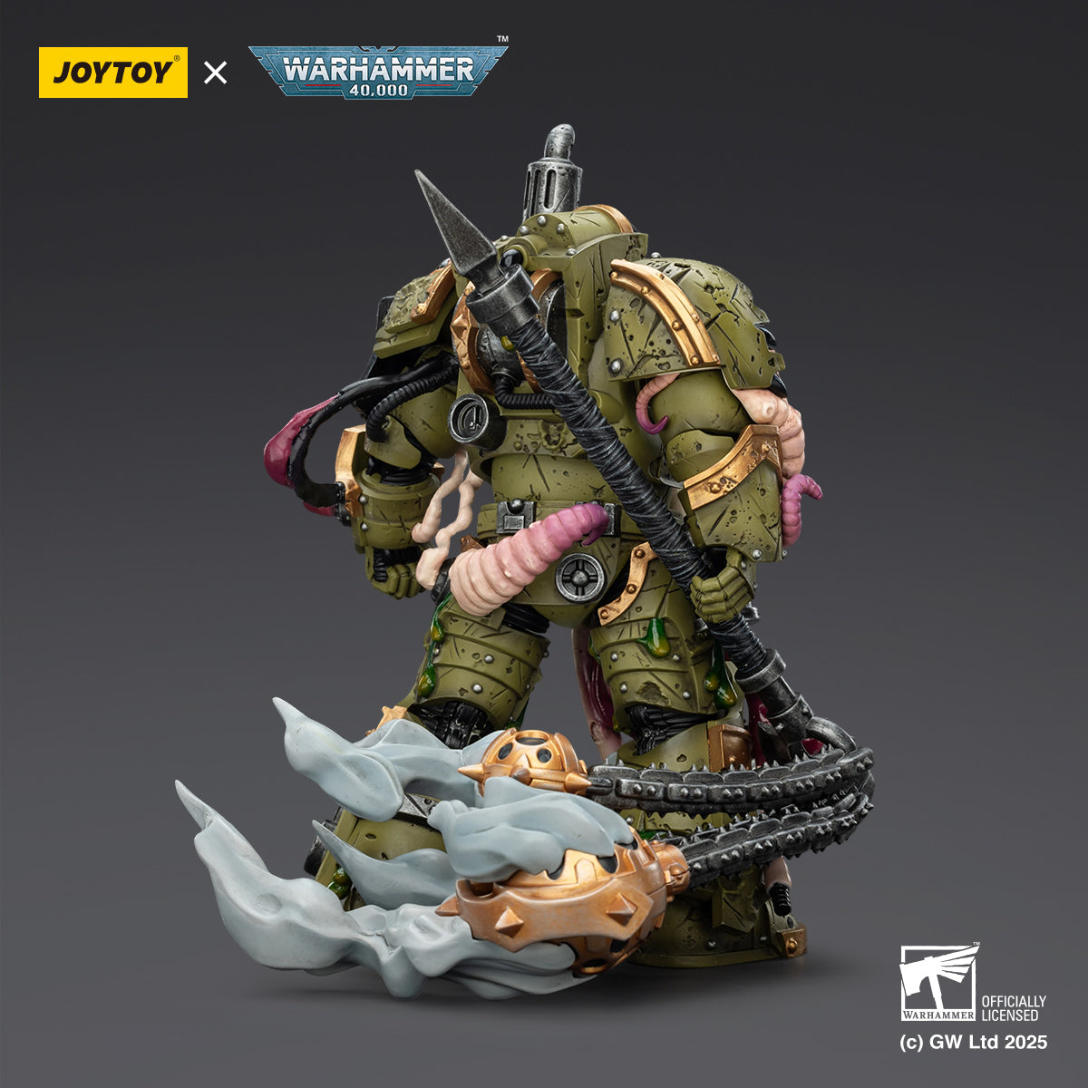 JOYTOY Warhammer 40k Action Figure 1/18 Death Guard Blightlord Terminator 2 with Flail of Corruption Assault Anime Military Model Toys