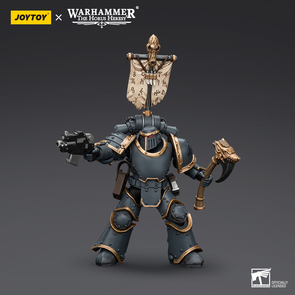 JOYTOY Action Figure 1/18 Space Wolves Grey Slayer Pack Grey Slayer With Legion Vexilla Model Birthday Gifts