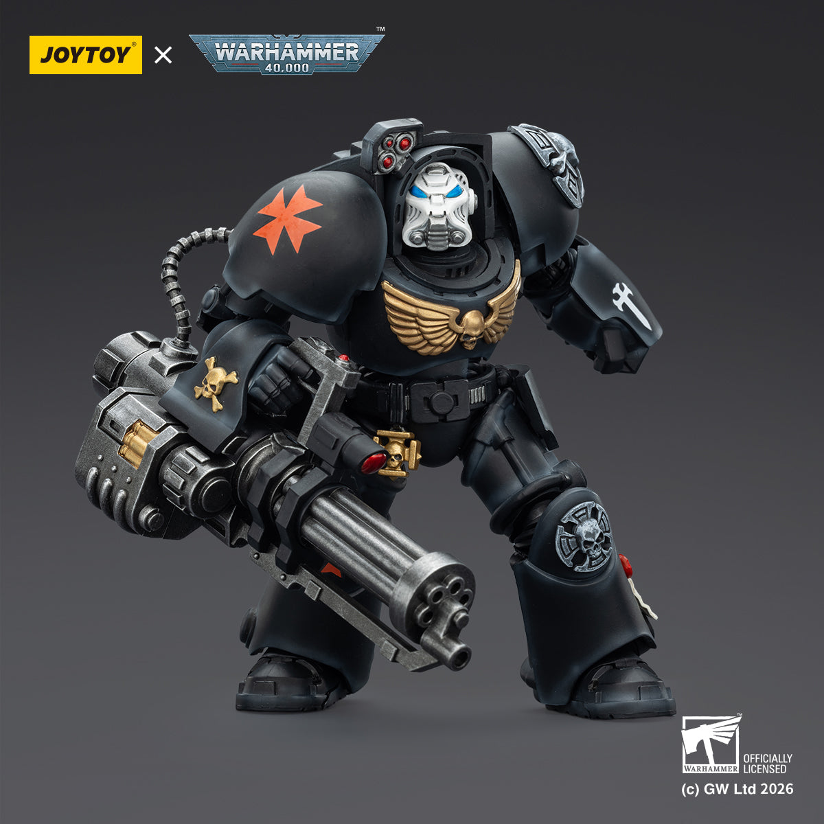 JOYTOY  Warhammer 40,000 Action Figure 1/18 Black Templars Terminator 3 with Power Fist and Assault Cannon  model toys JT03110