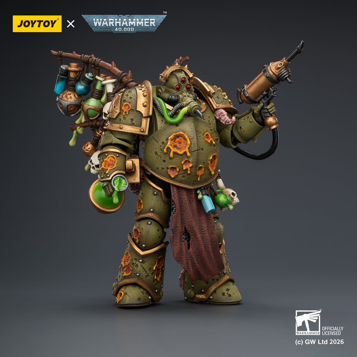 JOYTOY Warhammer 40k Death Guard Biologus Putrifier with Injector Pistol and Hyper Blight Grenades Collection Model Birthday Gifts