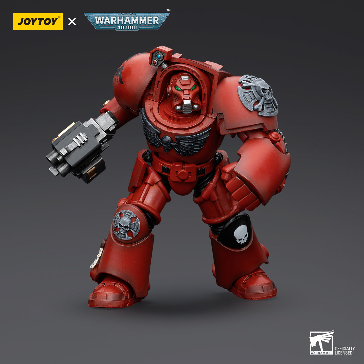 JOYTOY Action Figure 1/18 Blood Angels Terminator Squad Terminator with Storm Bolter Model Birthday Gifts 