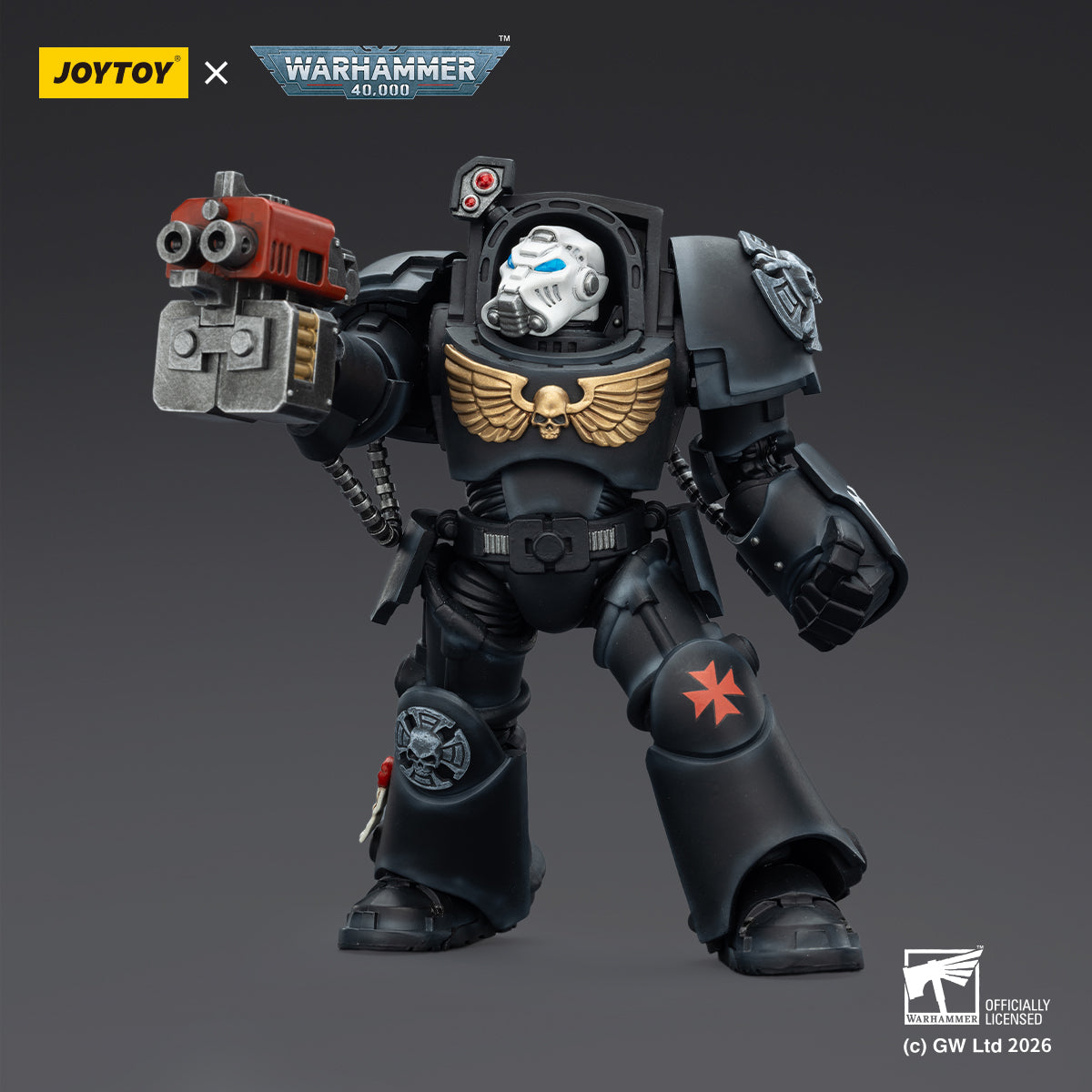 JOYTOY Warhammer 40,000 Action Figure 1/18  BlackTemplars Terminator 2 with Power Fist and Storm Bolter Model Toys JT03103