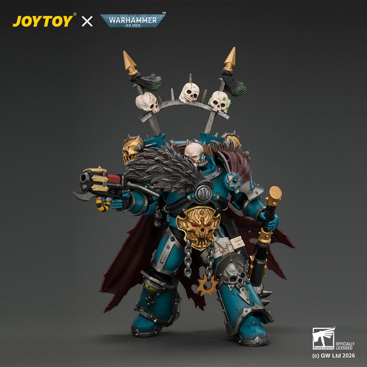 JOYTOY 1/18 Warhammer 40K Action Figure Alpha Legion Chaos Lord with Plasma Pistol and Accursed Weapon