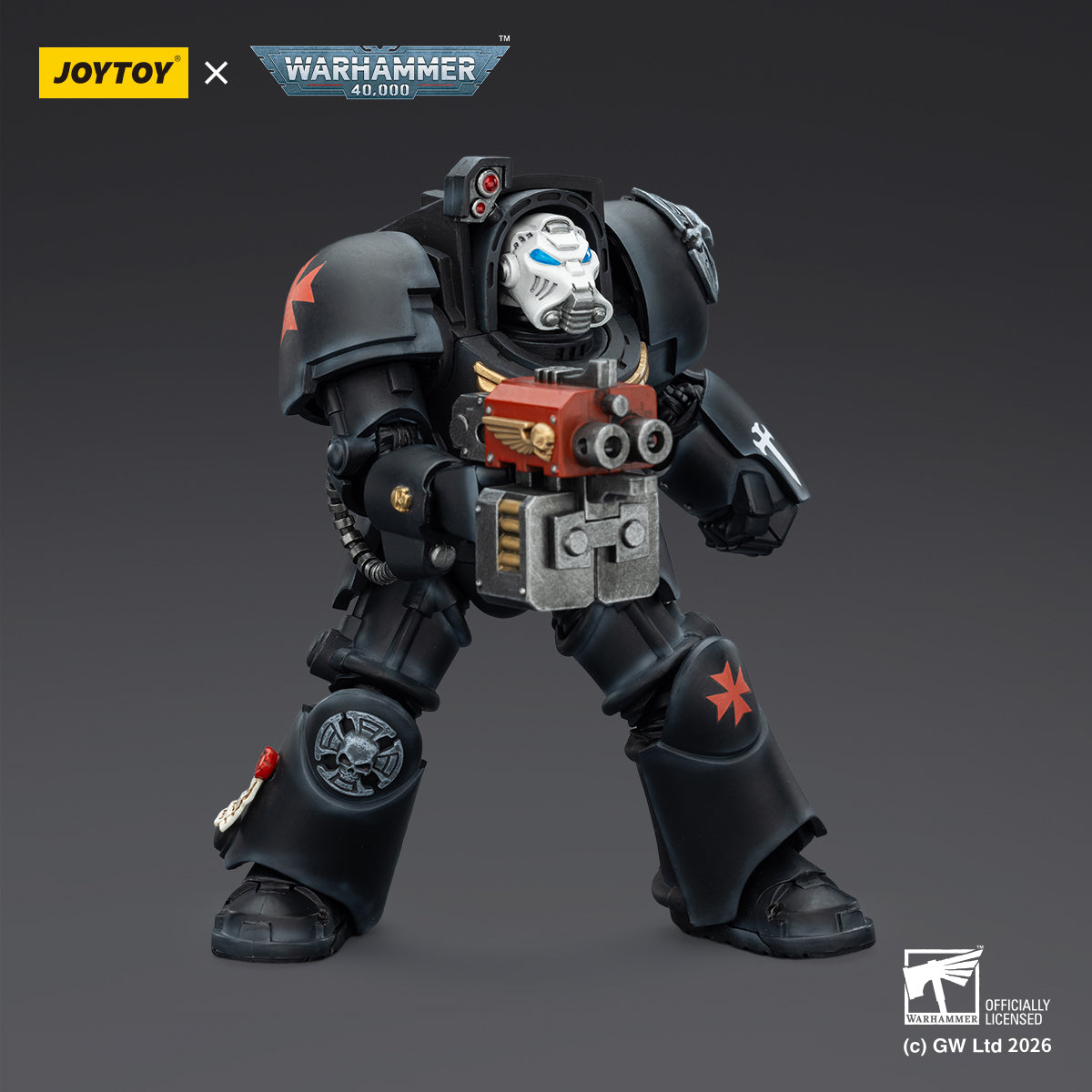 JOYTOY Warhammer 40,000 Action Figure 1/18  BlackTemplars Terminator 2 with Power Fist and Storm Bolter Model Toys JT03103