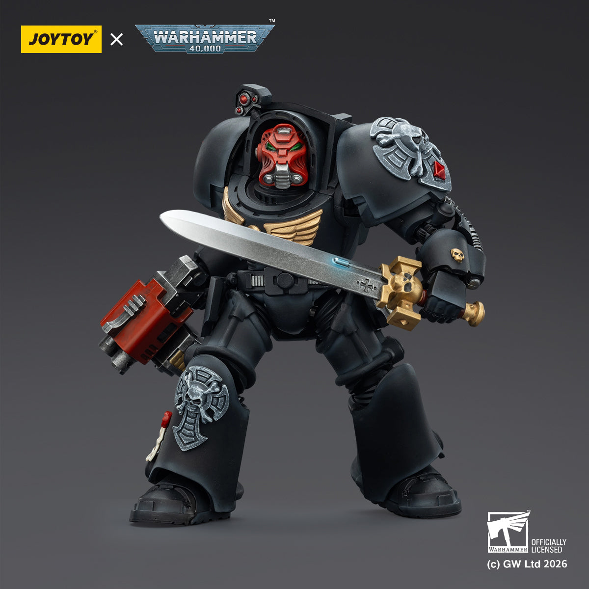 JOYTOY Warhammer 40,000 Black Templars Terminator 1 with Power Sword and Storm Bolter Model Toys JT03097