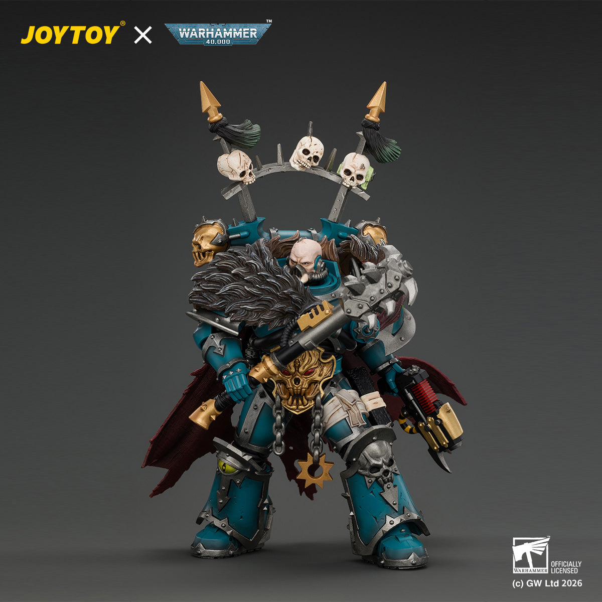 JOYTOY 1/18 Warhammer 40K Action Figure Alpha Legion Chaos Lord with Plasma Pistol and Accursed Weapon