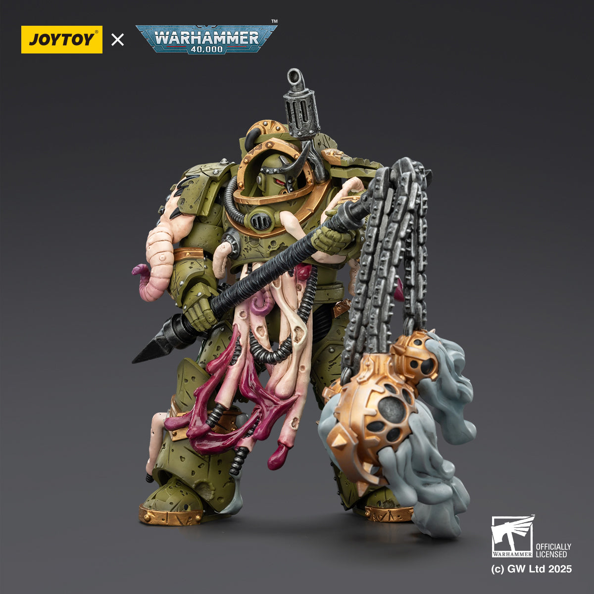 JOYTOY Warhammer 40k Action Figure 1/18 Death Guard Blightlord Terminator 2 with Flail of Corruption Assault Anime Military Model Toys