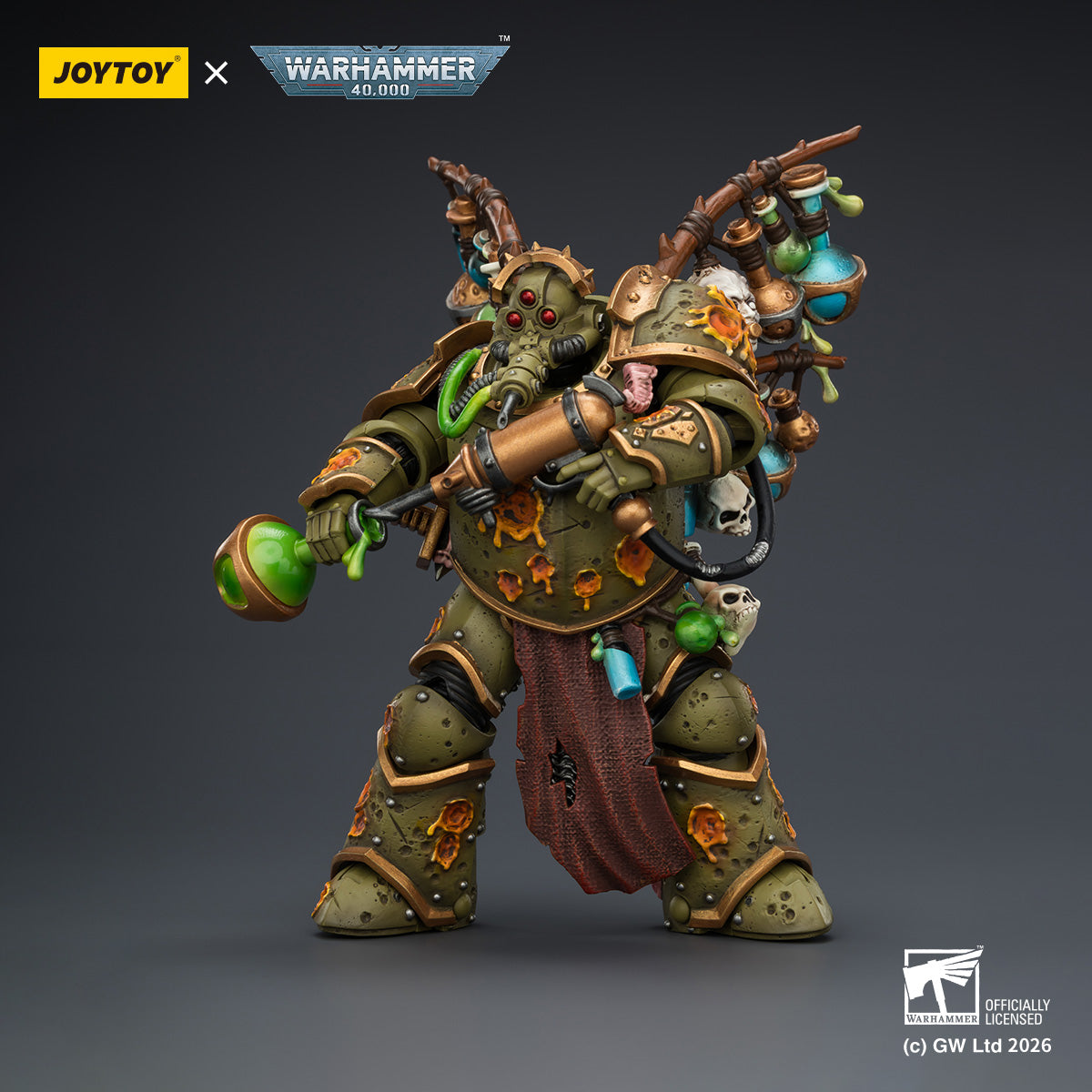 JOYTOY Warhammer 40k Death Guard Biologus Putrifier with Injector Pistol and Hyper Blight Grenades Collection Model Birthday Gifts