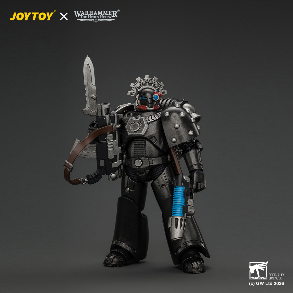 JOYTOY 1/18 Warhammer "The Horus Heresy" Action Figure Iron Hands MkVI Tactical Sergeant with Bolter, Plasma Pistol & Power sword
