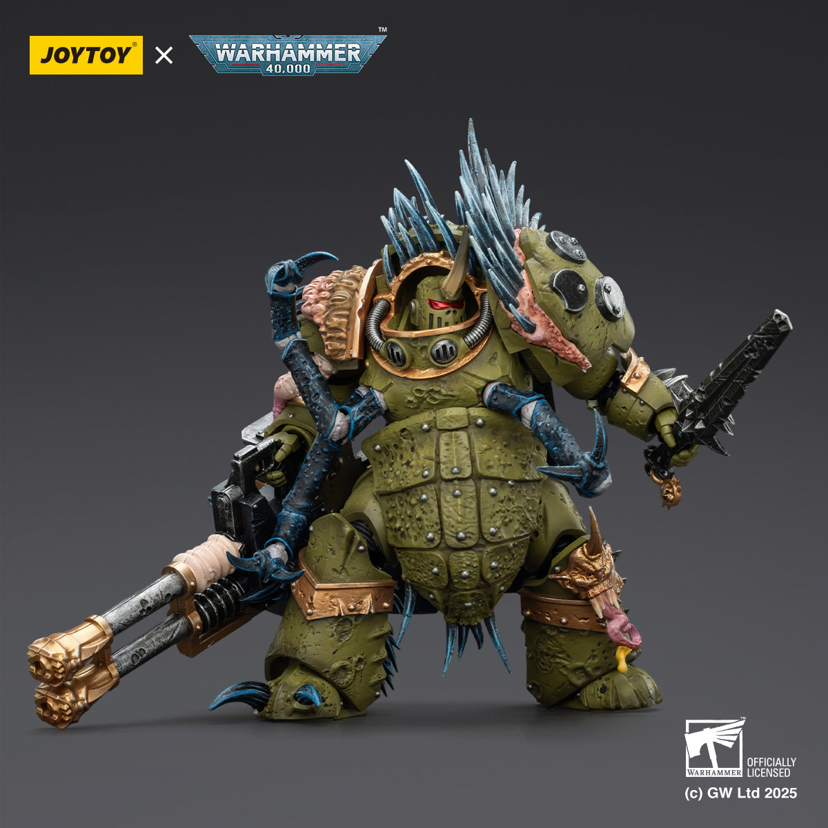 JOYTOY  Warhammer 40k  Action Figure 1/18  Death Guard Blightlord Terminator 1 with Reaper Autocannon and Bubotic Blades Assault Anime Military Model Toys