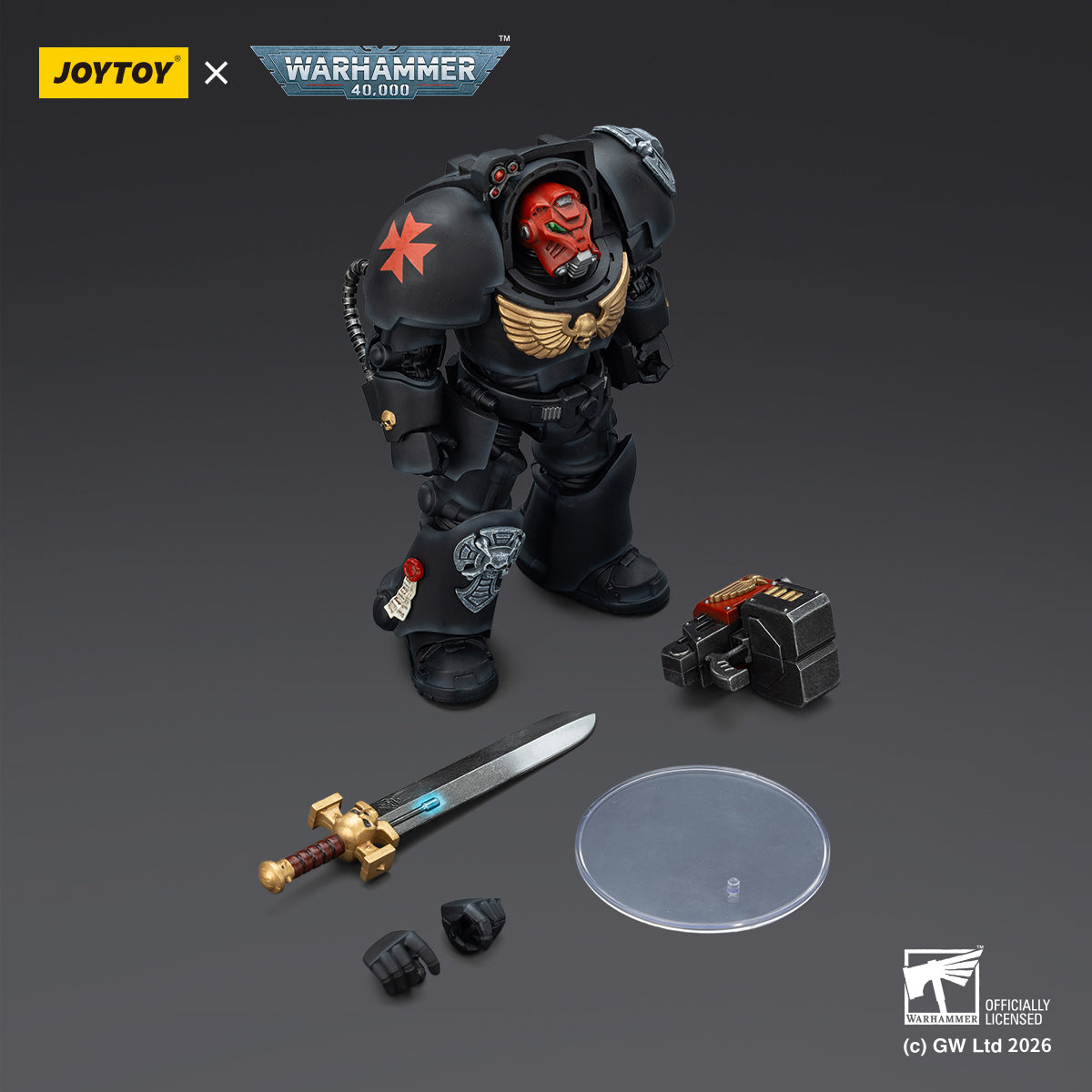 JOYTOY Warhammer 40,000 Black Templars Terminator 1 with Power Sword and Storm Bolter Model Toys JT03097