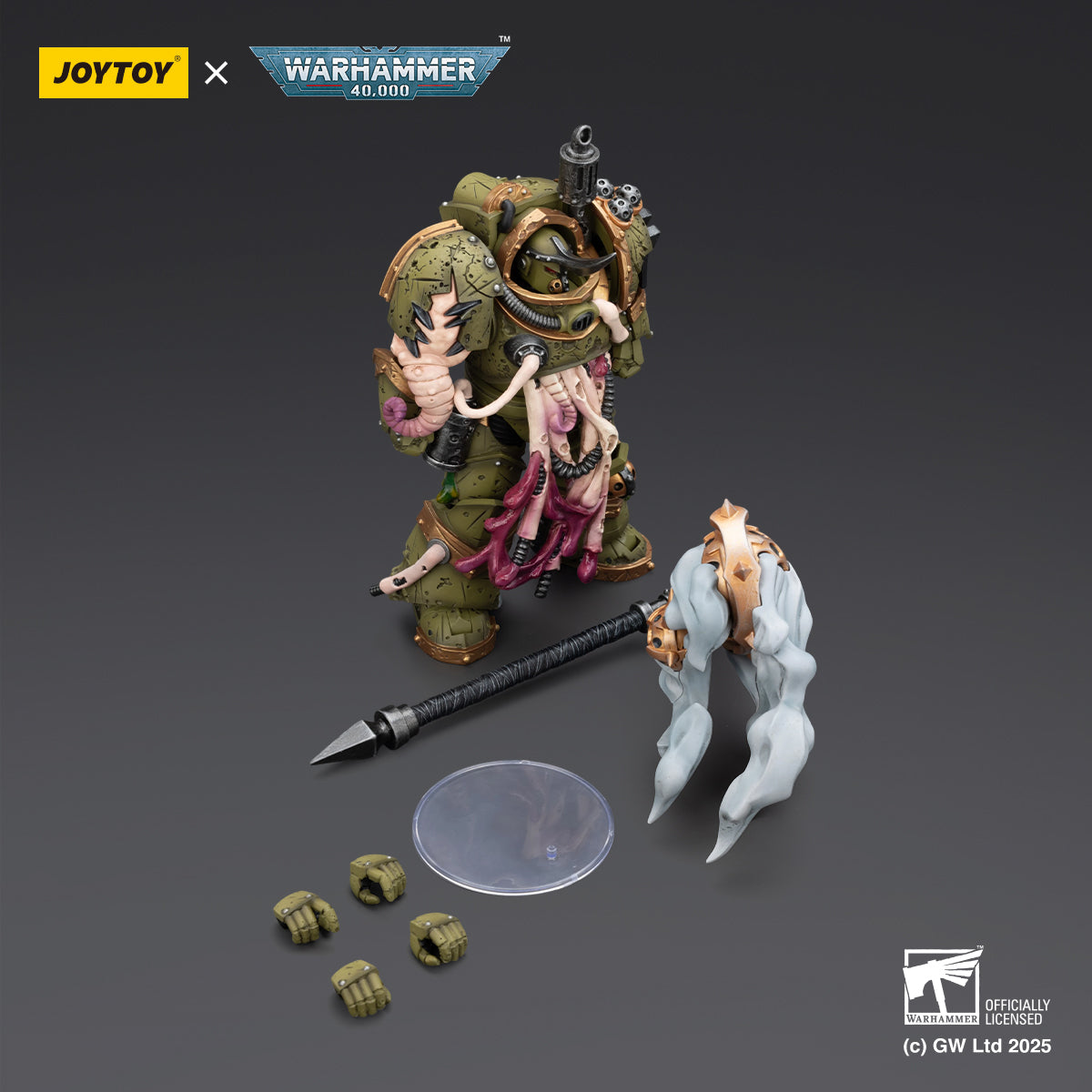 JOYTOY Warhammer 40k Action Figure 1/18 Death Guard Blightlord Terminator 2 with Flail of Corruption Assault Anime Military Model Toys