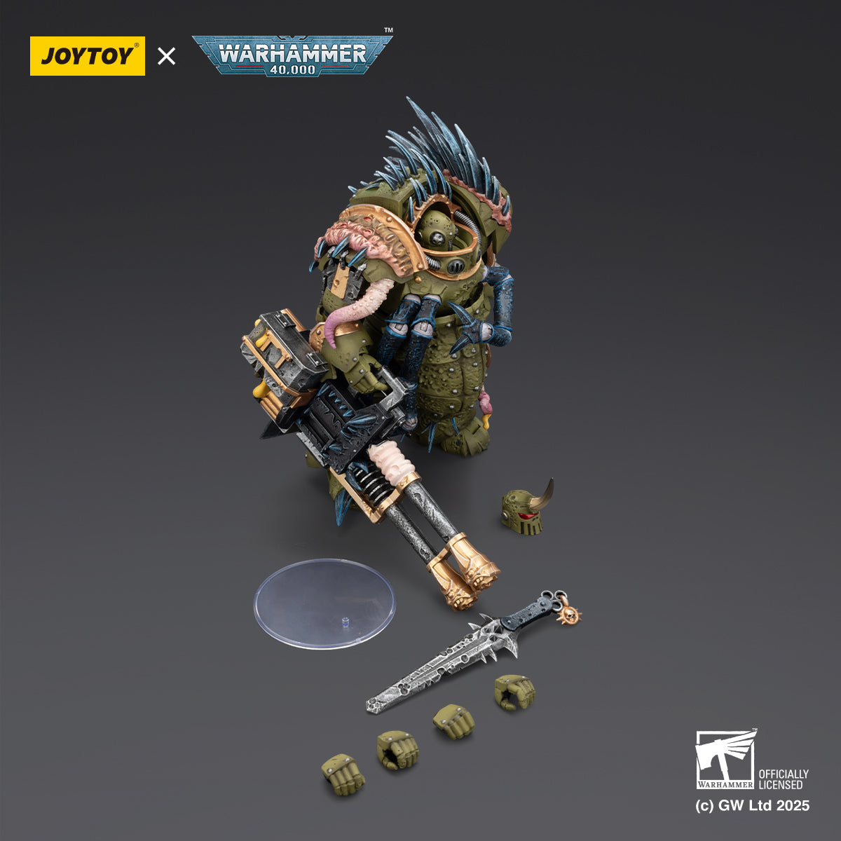 JOYTOY  Warhammer 40k  Action Figure 1/18  Death Guard Blightlord Terminator 1 with Reaper Autocannon and Bubotic Blades Assault Anime Military Model Toys