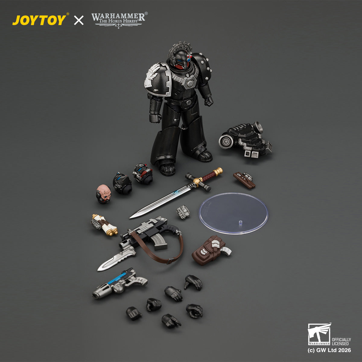 JOYTOY 1/18 Warhammer "The Horus Heresy" Action Figure Iron Hands MkVI Tactical Sergeant with Bolter, Plasma Pistol & Power sword
