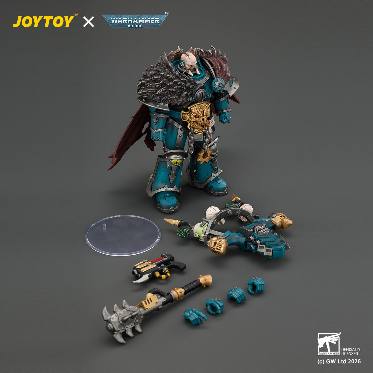 JOYTOY 1/18 Warhammer 40K Action Figure Alpha Legion Chaos Lord with Plasma Pistol and Accursed Weapon
