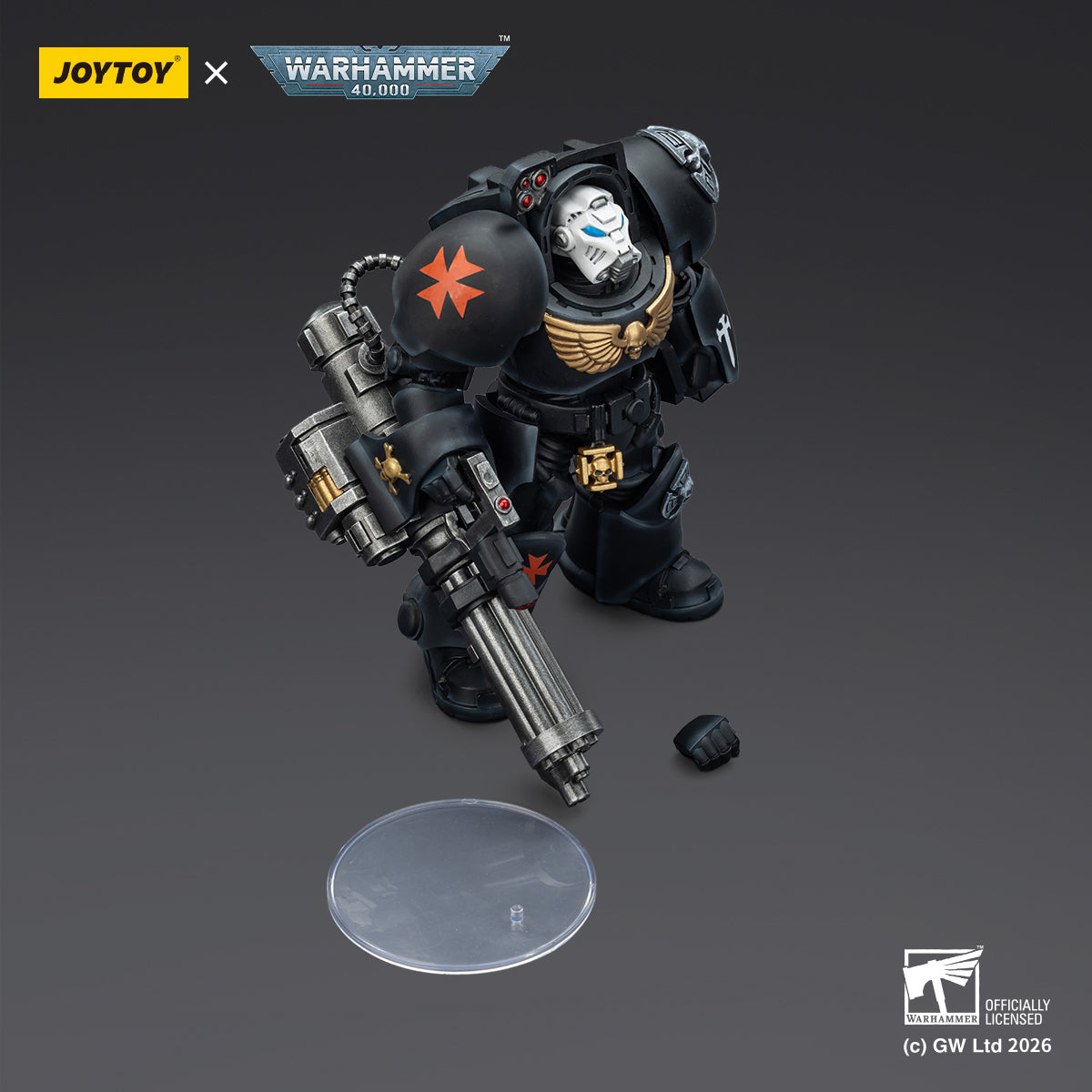 JOYTOY  Warhammer 40,000 Action Figure 1/18 Black Templars Terminator 3 with Power Fist and Assault Cannon  model toys JT03110