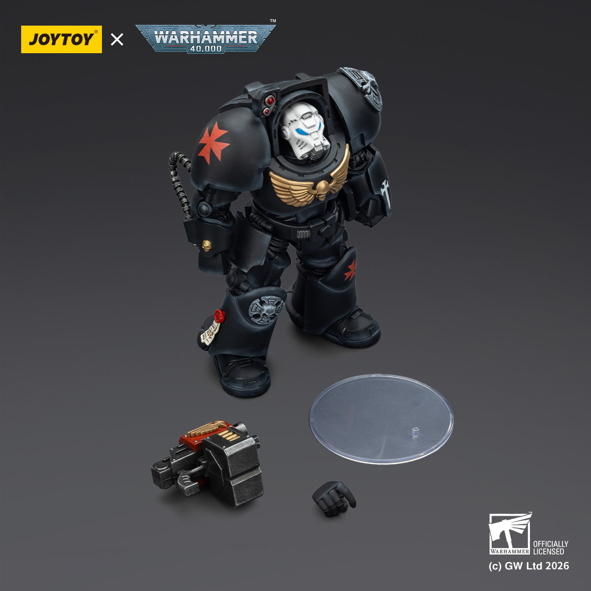 JOYTOY Warhammer 40,000 Action Figure 1/18  BlackTemplars Terminator 2 with Power Fist and Storm Bolter Model Toys JT03103