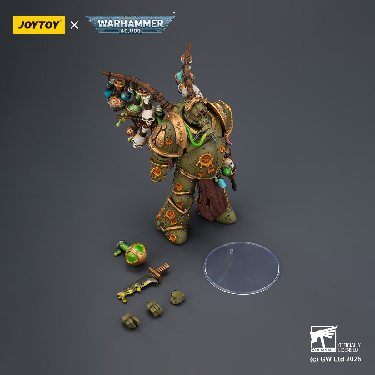 JOYTOY Warhammer 40k Death Guard Biologus Putrifier with Injector Pistol and Hyper Blight Grenades Collection Model Birthday Gifts