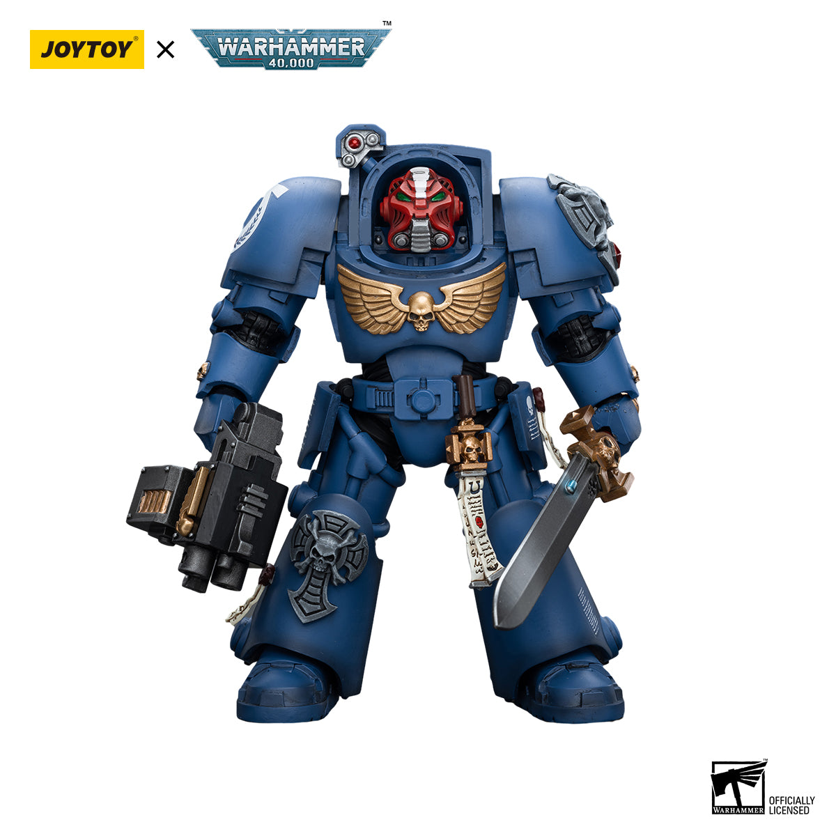 JOYTOY Action Figure 1/18 Ultramarines Terminator Squad Sergeant with Power Sword and Teleport Homer Model Birthday Gifts 