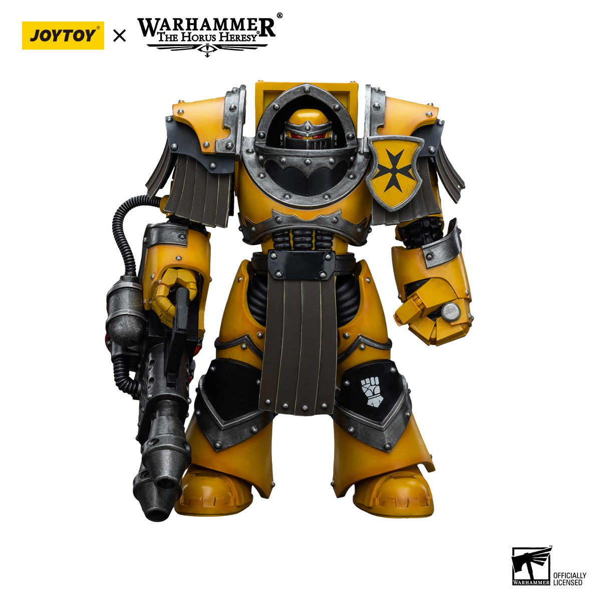JOYTOY Action Figure 1/18 Imperial Fists Legion Cataphractii Terminator Squad Legion Cataphractii with Heavy Flamer Model Birthday Gifts 