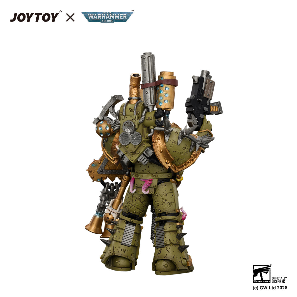 JOYTOY 1/18 Warhammer 40K Action Figure  Death Guard Plague Marine 1 with Boltgun and Icon of Despair