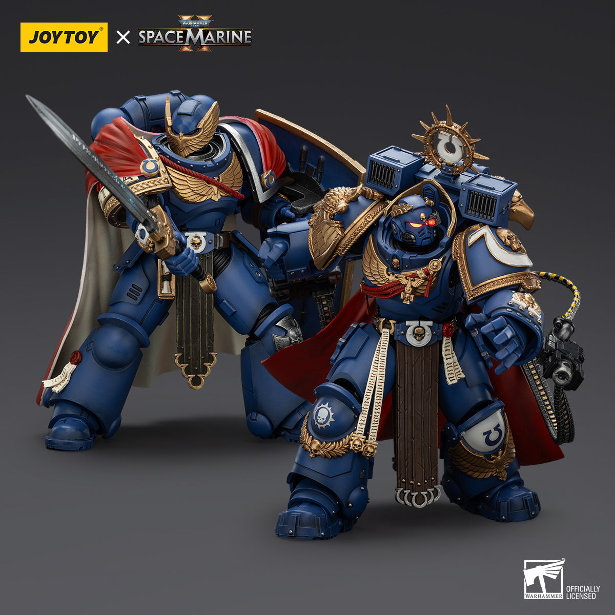 [IN STOCK]JOYTOY 1/18 Action Figure Warhammer 40,000 Ultramarines Marneus Calgar, Chapter Master with MKX Gravis Armour and Gauntlets of Ultramar-Victrix Honour Guard with Storm Shield And Power Sword 2PCS