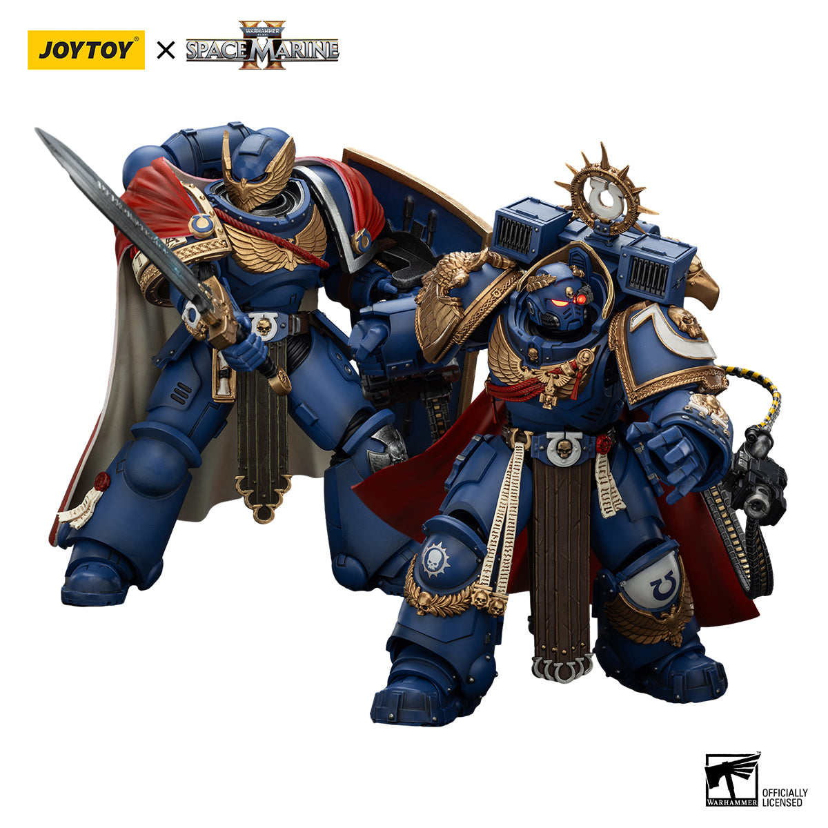 [IN STOCK]JOYTOY 1/18 Action Figure Warhammer 40,000 Ultramarines Marneus Calgar, Chapter Master with MKX Gravis Armour and Gauntlets of Ultramar-Victrix Honour Guard with Storm Shield And Power Sword 2PCS
