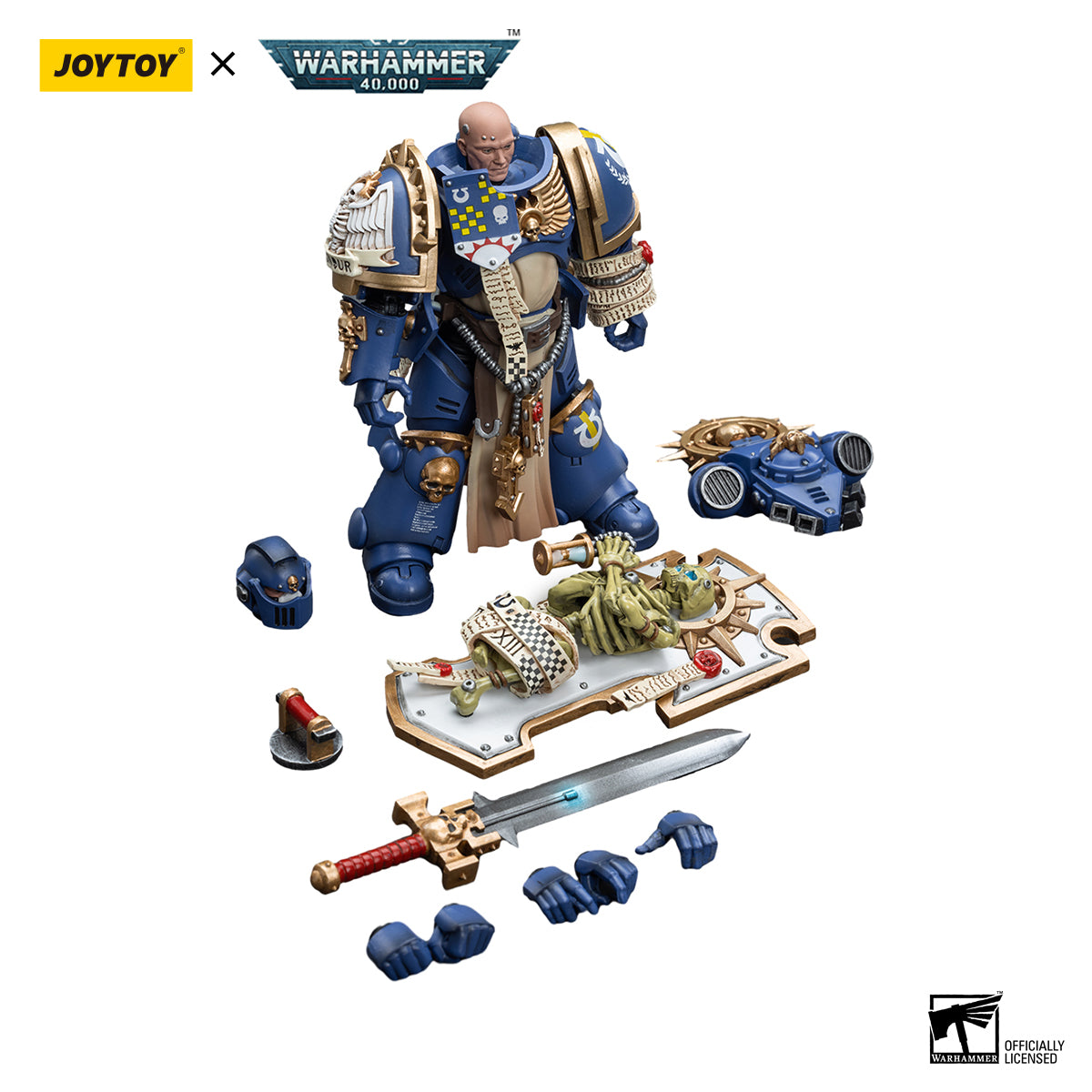 [IN STOCK]JOYTOY Warhammer 40K Action Figure 1/18 Ultramarines Primaris Captain with Relic Shield and Power Sword