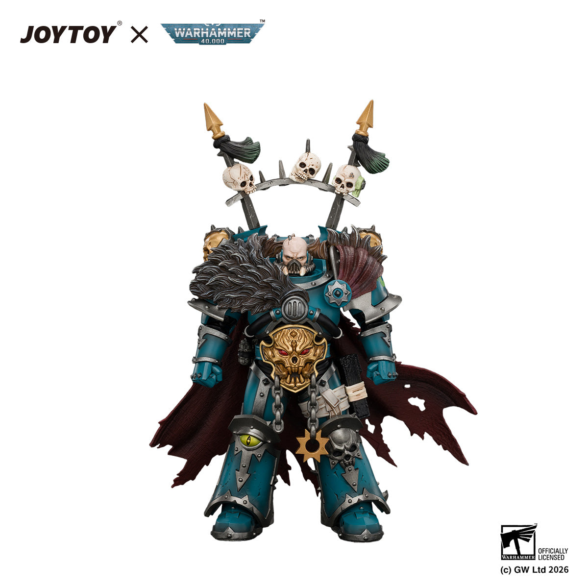 JOYTOY 1/18 Warhammer 40K Action Figure Alpha Legion Chaos Lord with Plasma Pistol and Accursed Weapon