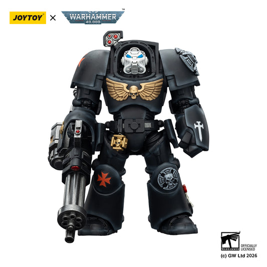 JOYTOY  Warhammer 40,000 Action Figure 1/18 Black Templars Terminator 3 with Power Fist and Assault Cannon  model toys JT03110