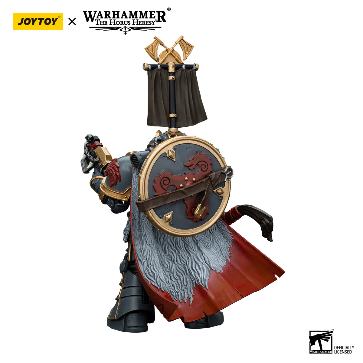 [IN STOCK] JOYTOY Warhammer 40k Action Figure 1/18 Space Wolves Legion Praetor with Power Axe and Combat Shield JT00133