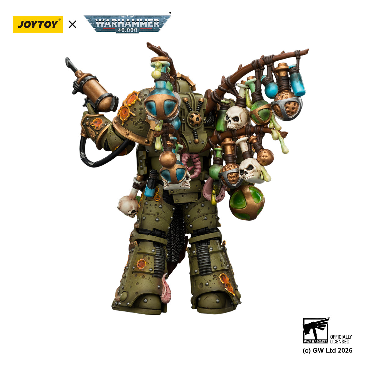 JOYTOY Warhammer 40k Death Guard Biologus Putrifier with Injector Pistol and Hyper Blight Grenades Collection Model Birthday Gifts