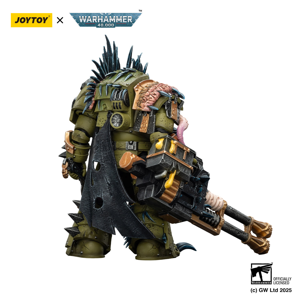 JOYTOY  Warhammer 40k  Action Figure 1/18  Death Guard Blightlord Terminator 1 with Reaper Autocannon and Bubotic Blades Assault Anime Military Model Toys