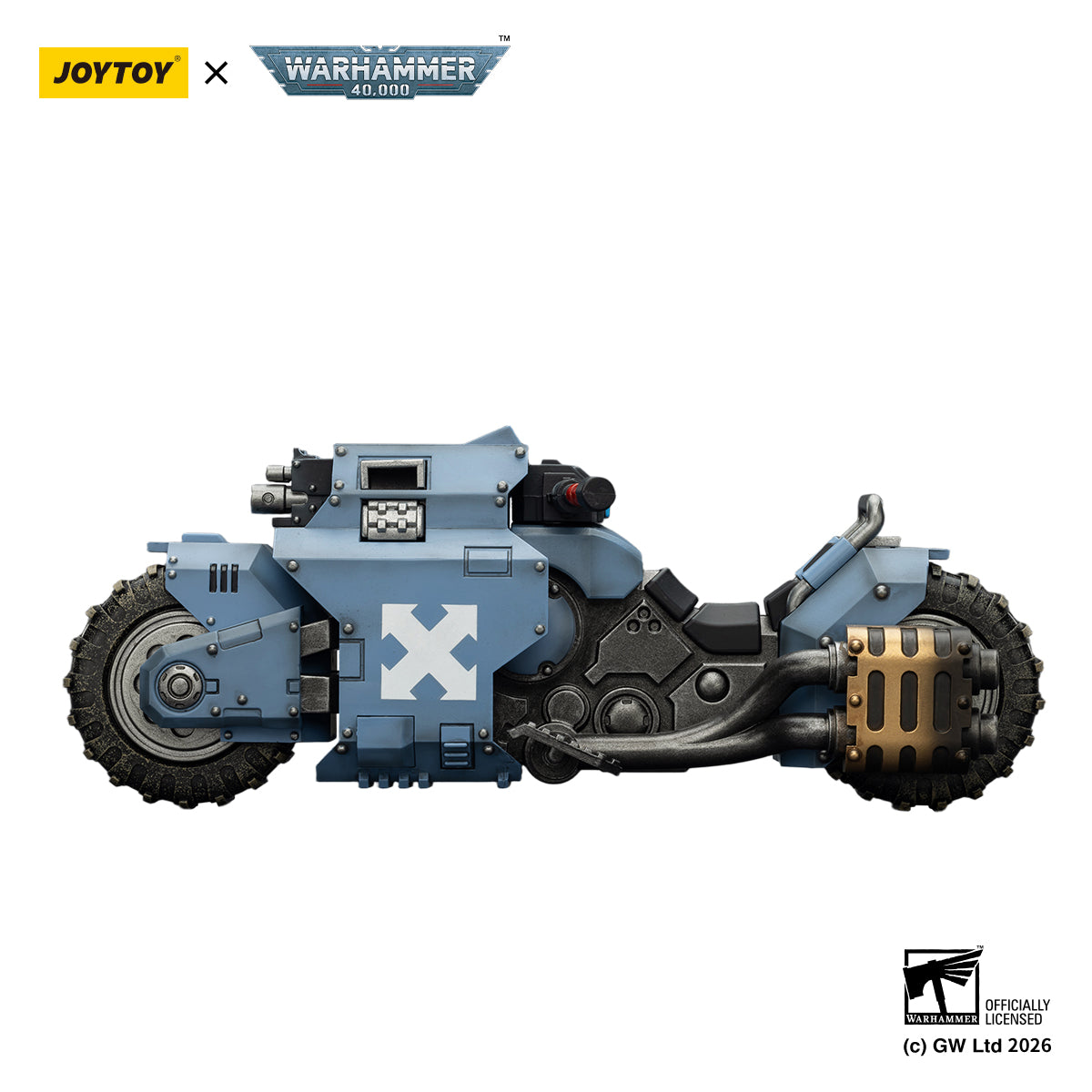 JOYTOY Space Wolves Action Figure 1/18 Space Wolves Raider-pattern Combat Bike with twin-linked bolt rifles Anime model toys Anime model toys JT03769
