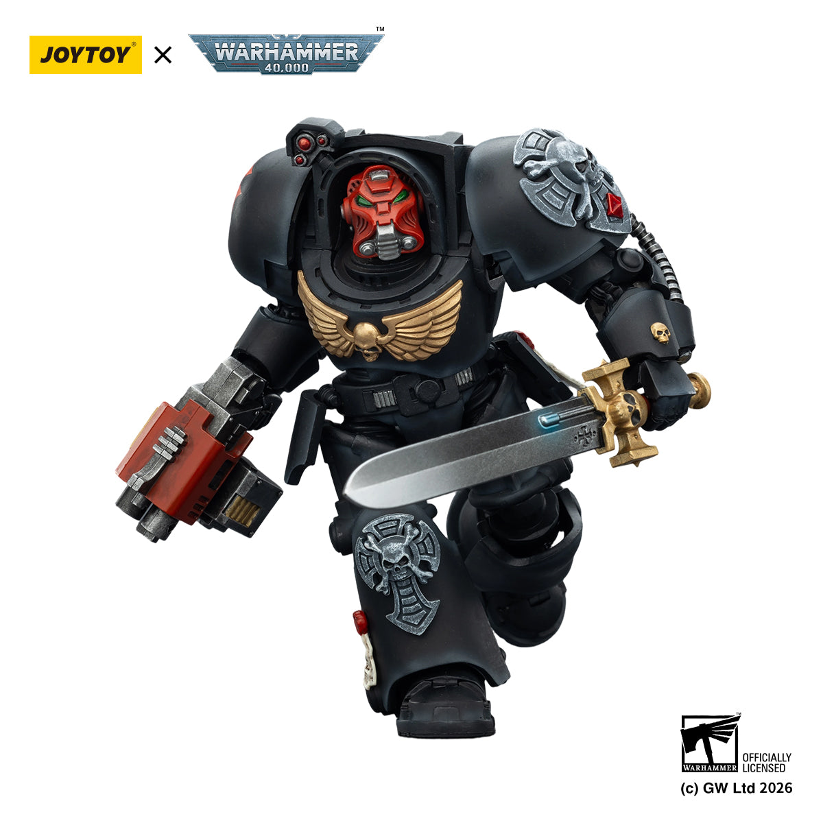 JOYTOY Warhammer 40,000 Black Templars Terminator 1 with Power Sword and Storm Bolter Model Toys JT03097
