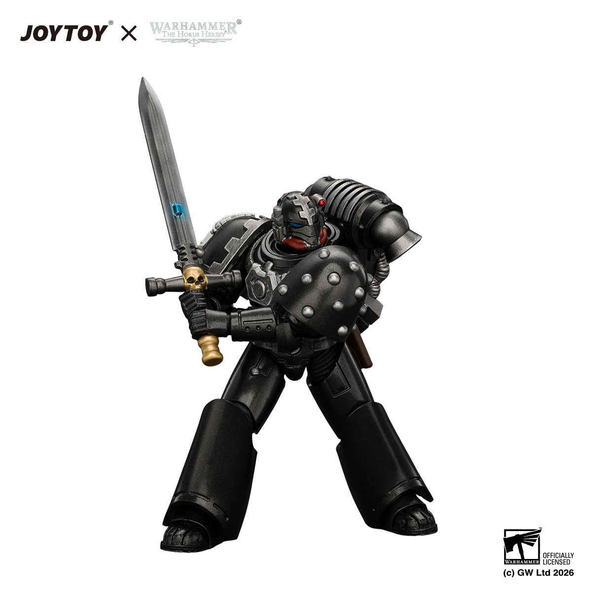 JOYTOY 1/18 Warhammer "The Horus Heresy" Action Figure Iron Hands MkVI Tactical Sergeant with Bolter, Plasma Pistol & Power sword