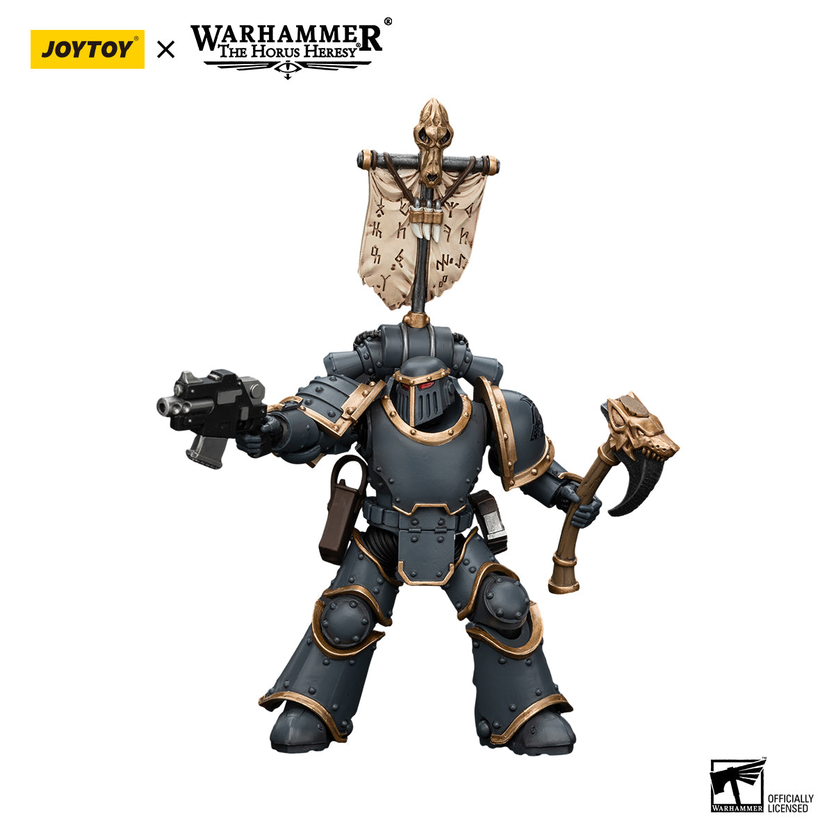 JOYTOY Action Figure 1/18 Space Wolves Grey Slayer Pack Grey Slayer With Legion Vexilla Model Birthday Gifts